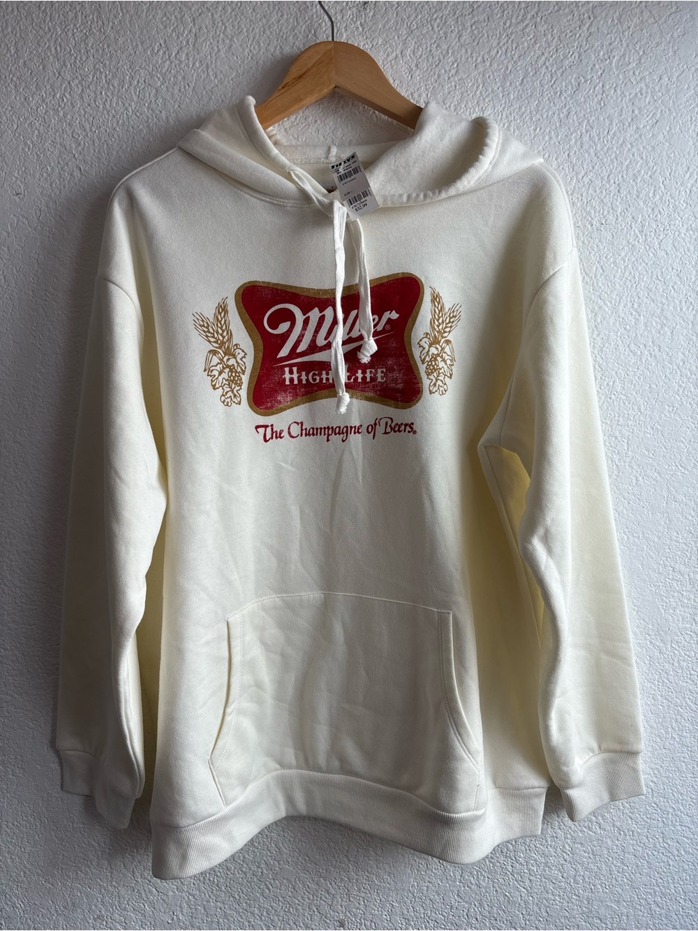 Miller High Life Cream Logo Hoodie Men’s Large New